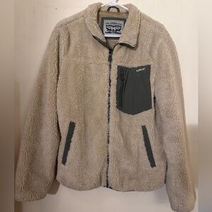 Levi's Cream Sherpa Jacket with Olive Details